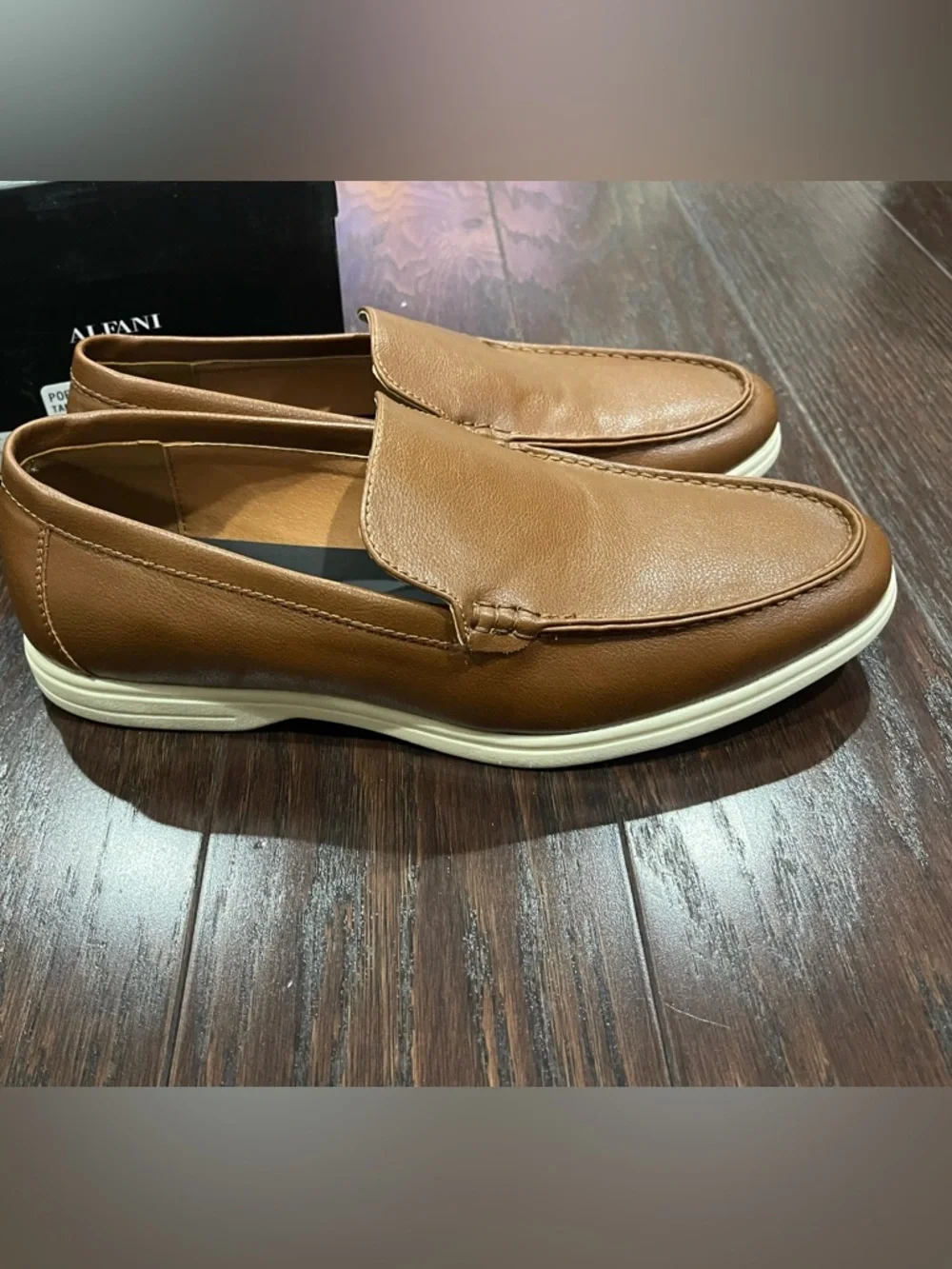 Alfani Porter Tan Loafer Men Size 10M Faux Leather Memory Foam  NEW